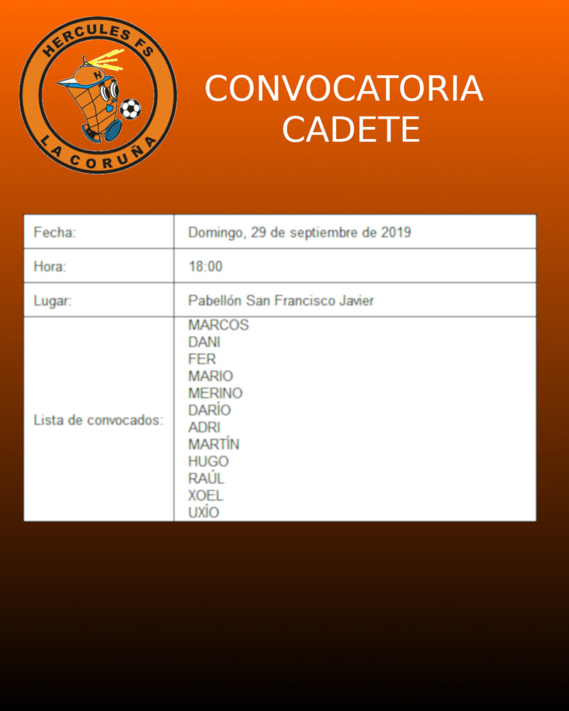 Convocatoria Cadete