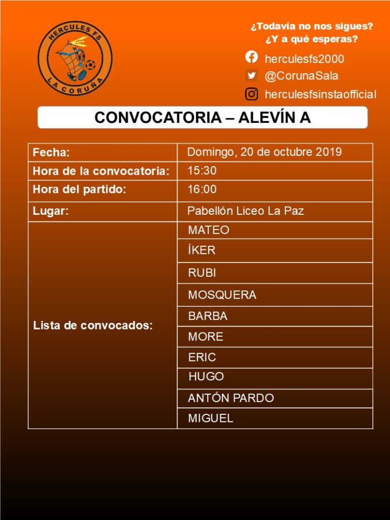 Convocatoria Alevín A