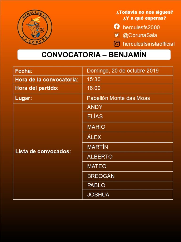 Convocatoria Benjamín