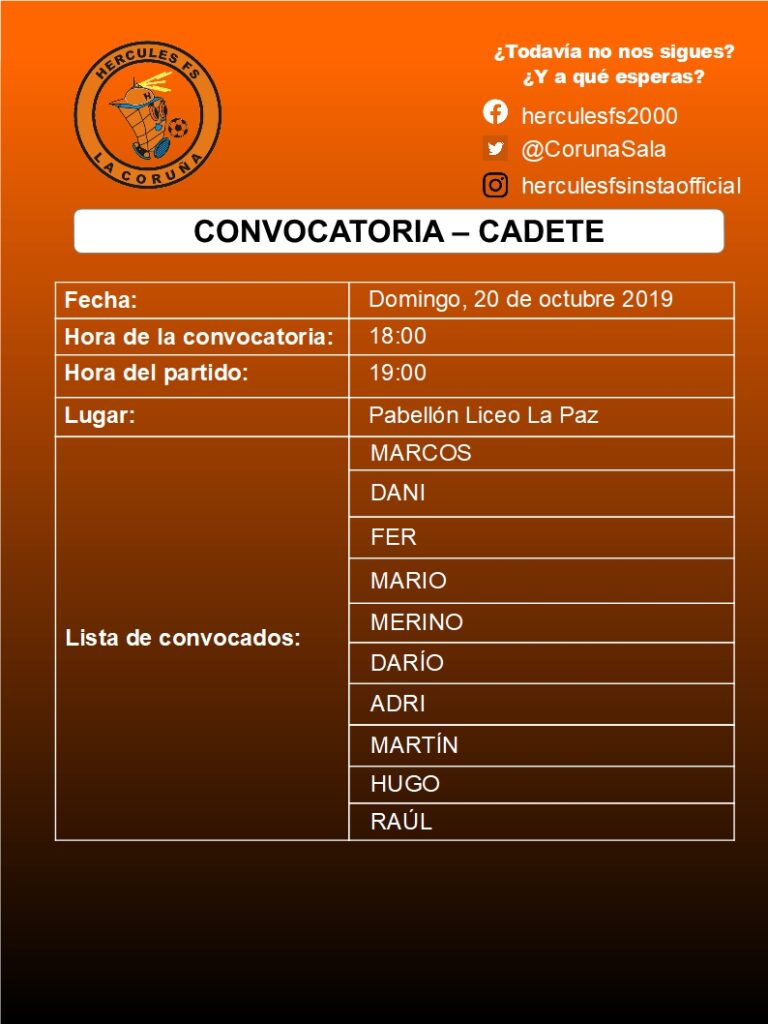 Convocatoria Cadete