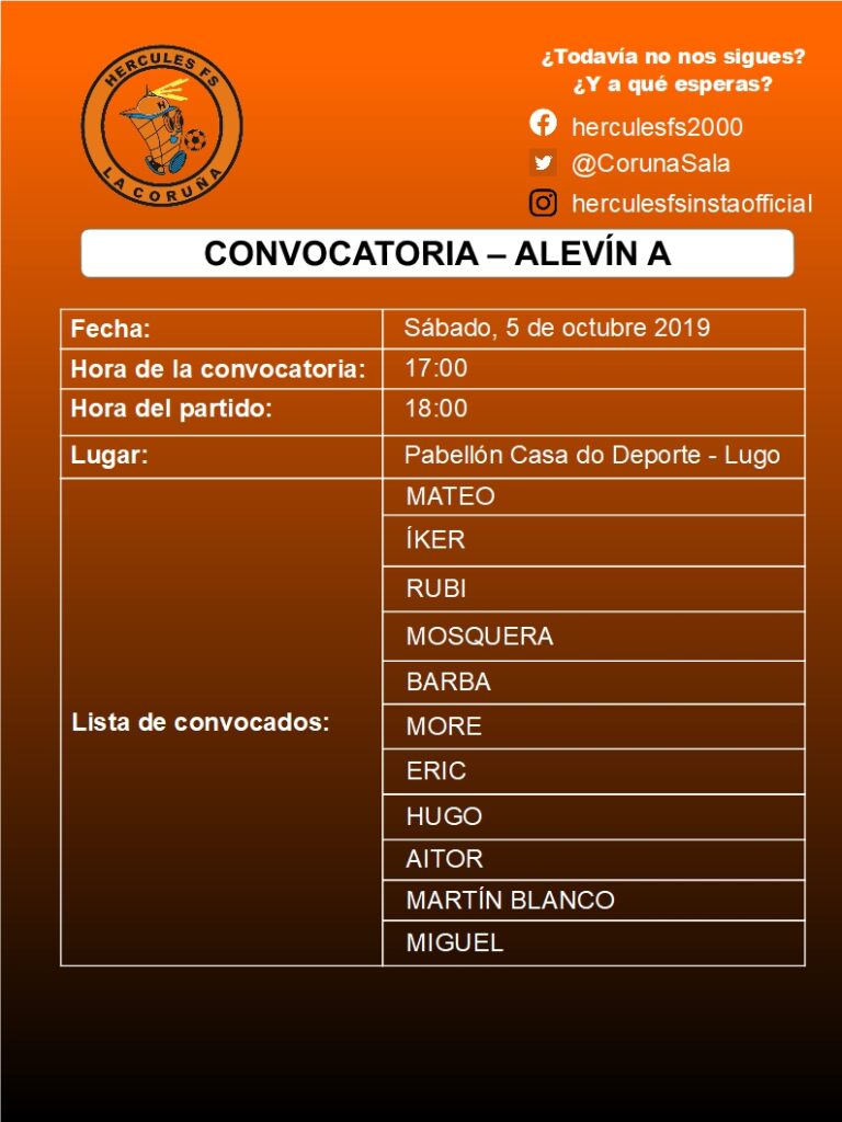 Convocatoria Alevin A