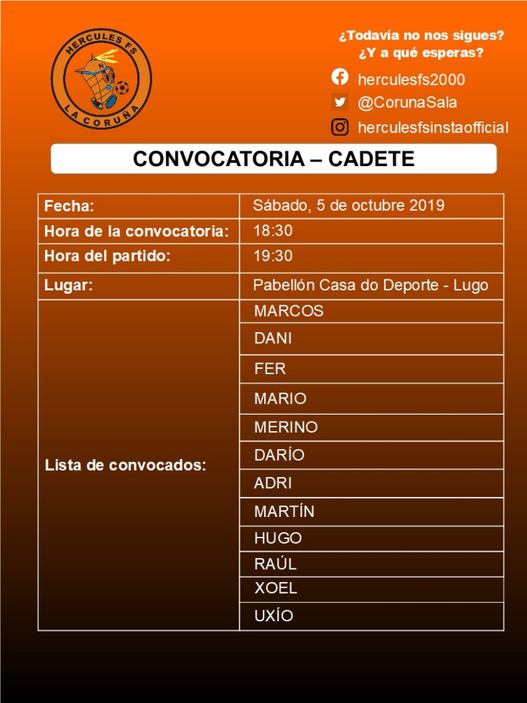 Convocatoria Cadete