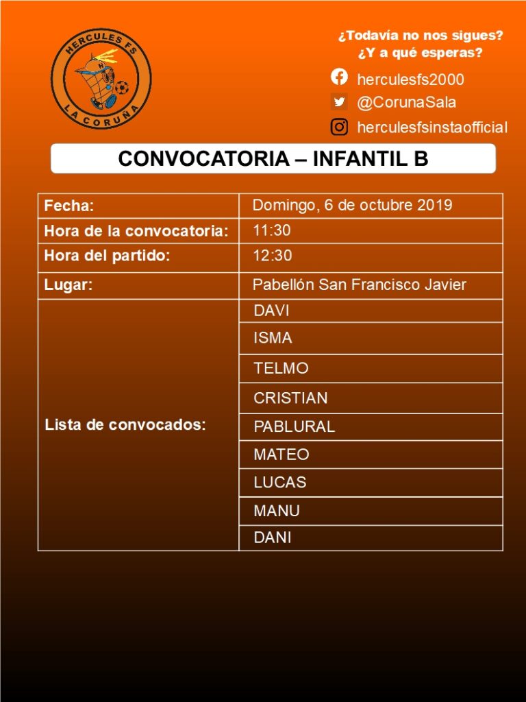 Convocatoria Infantil B