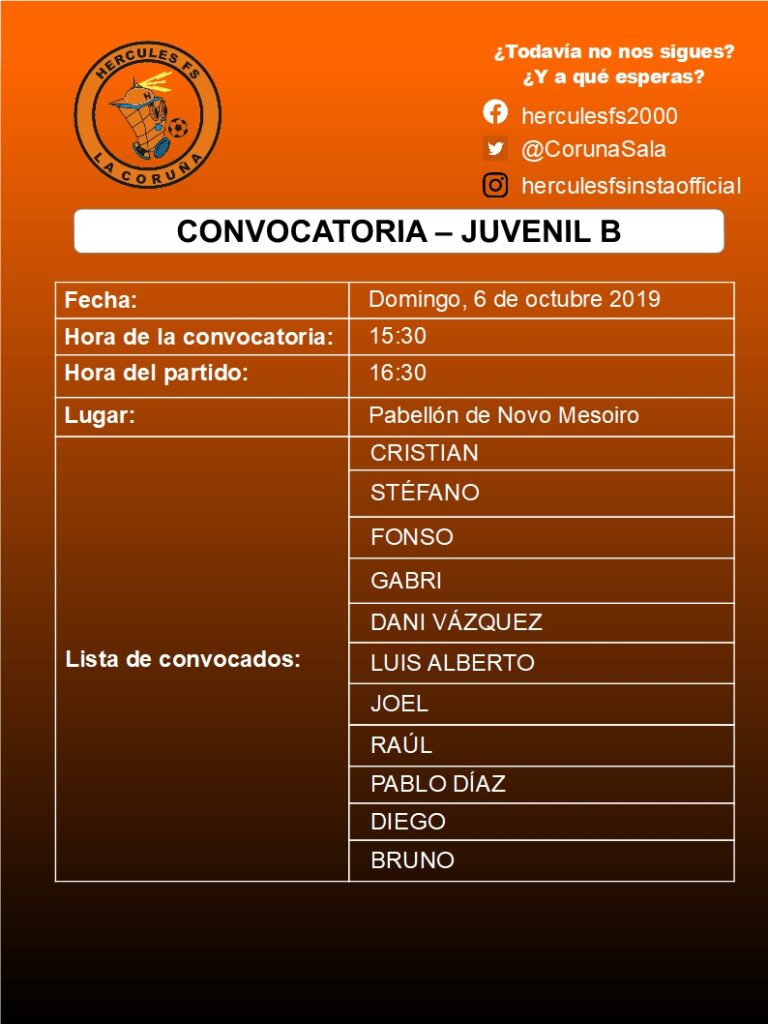 Convocatoria Juvenil B