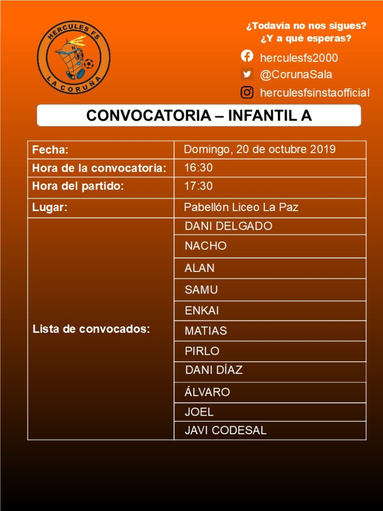 Convocatoria Infantil A