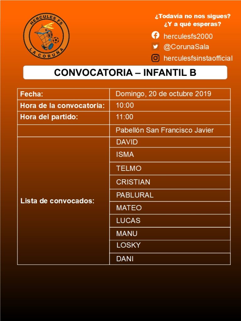 Convocatoria Infantil B